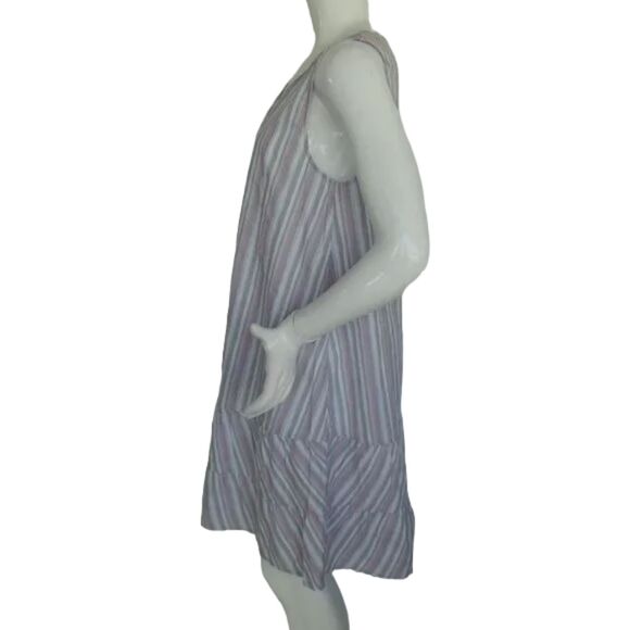 FRESH PRODUCE Dress, L, Melody, Tiered Skirt, V-neck, Crisp cotton, Stripes - Picture 6 of 14